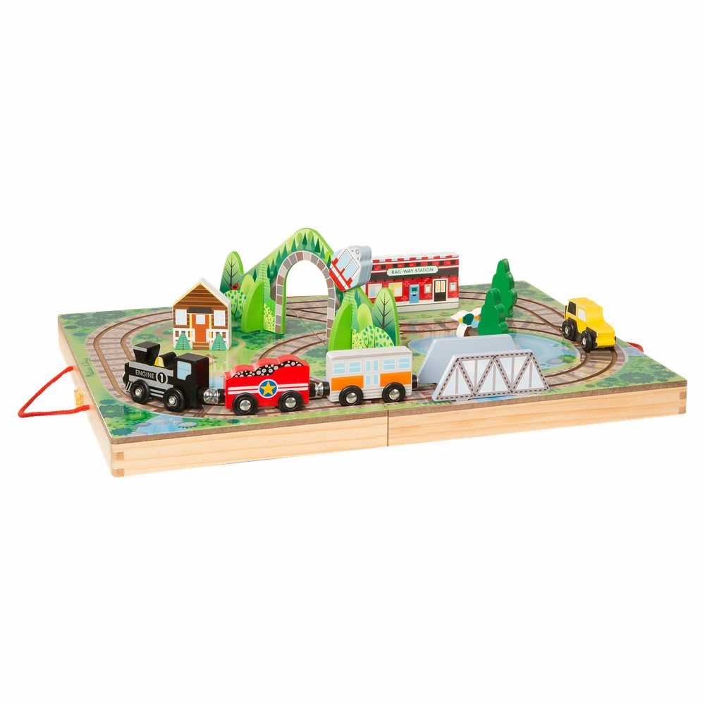 Melissa & Doug 30140 17 Piece Wooden Take-Along Tabletop Railroad Set