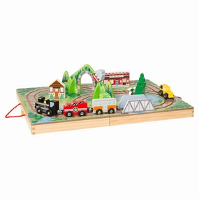 Melissa & Doug 30140 17 Piece Wooden Take-Along Tabletop Railroad Set