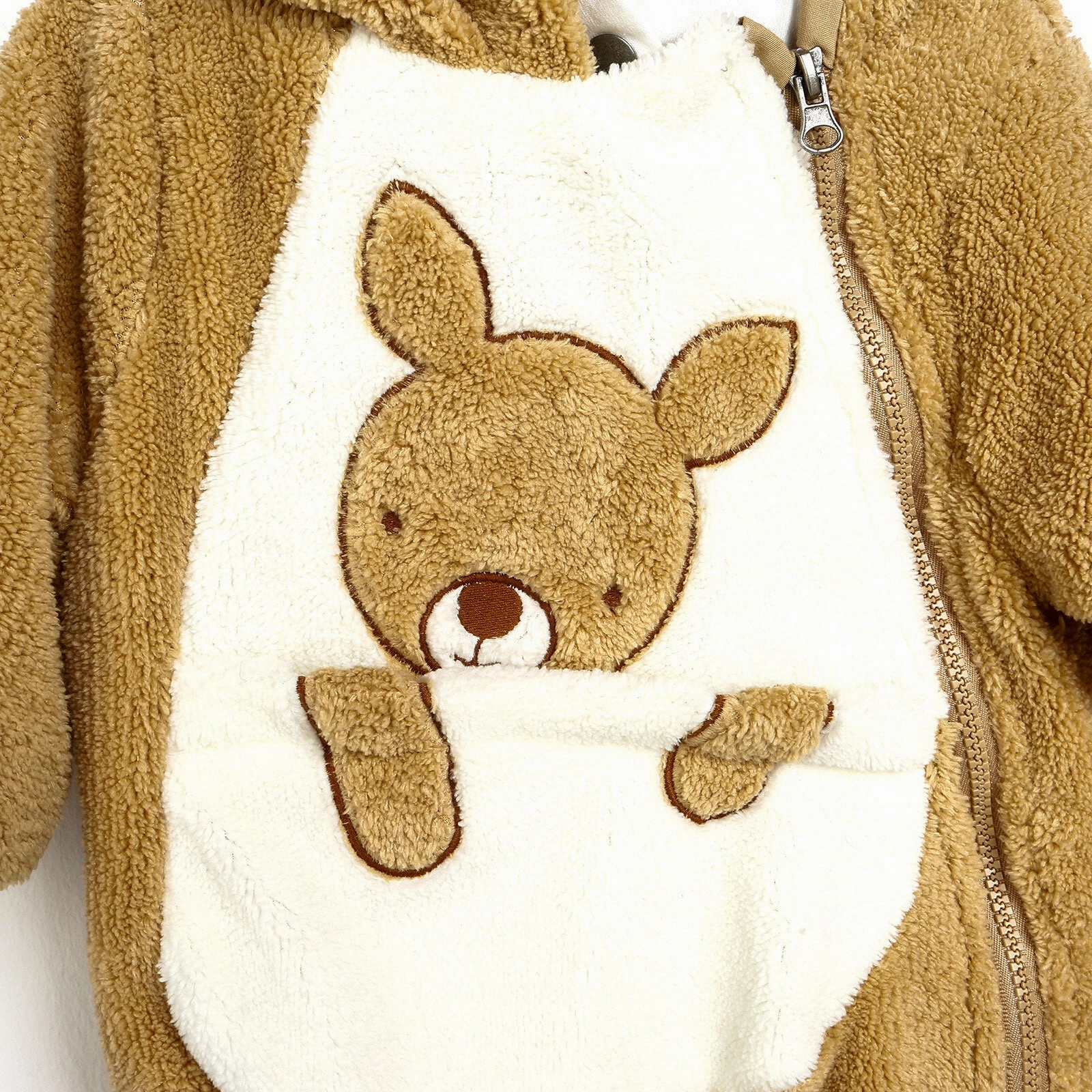 Midimod Newborn Welsoft Kangaroo Footed Jumpsuit - Brown
