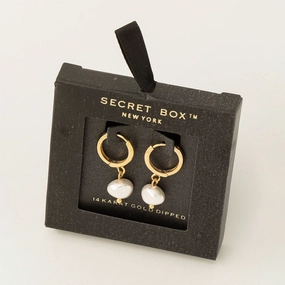 Mini Pearl Drop Hoop Earrings