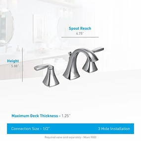 MOEN T6905BN Voss 8 in. Widespread 2-Handle High-Arc Bathroom Faucet Trim Kit in Brushed Nickel