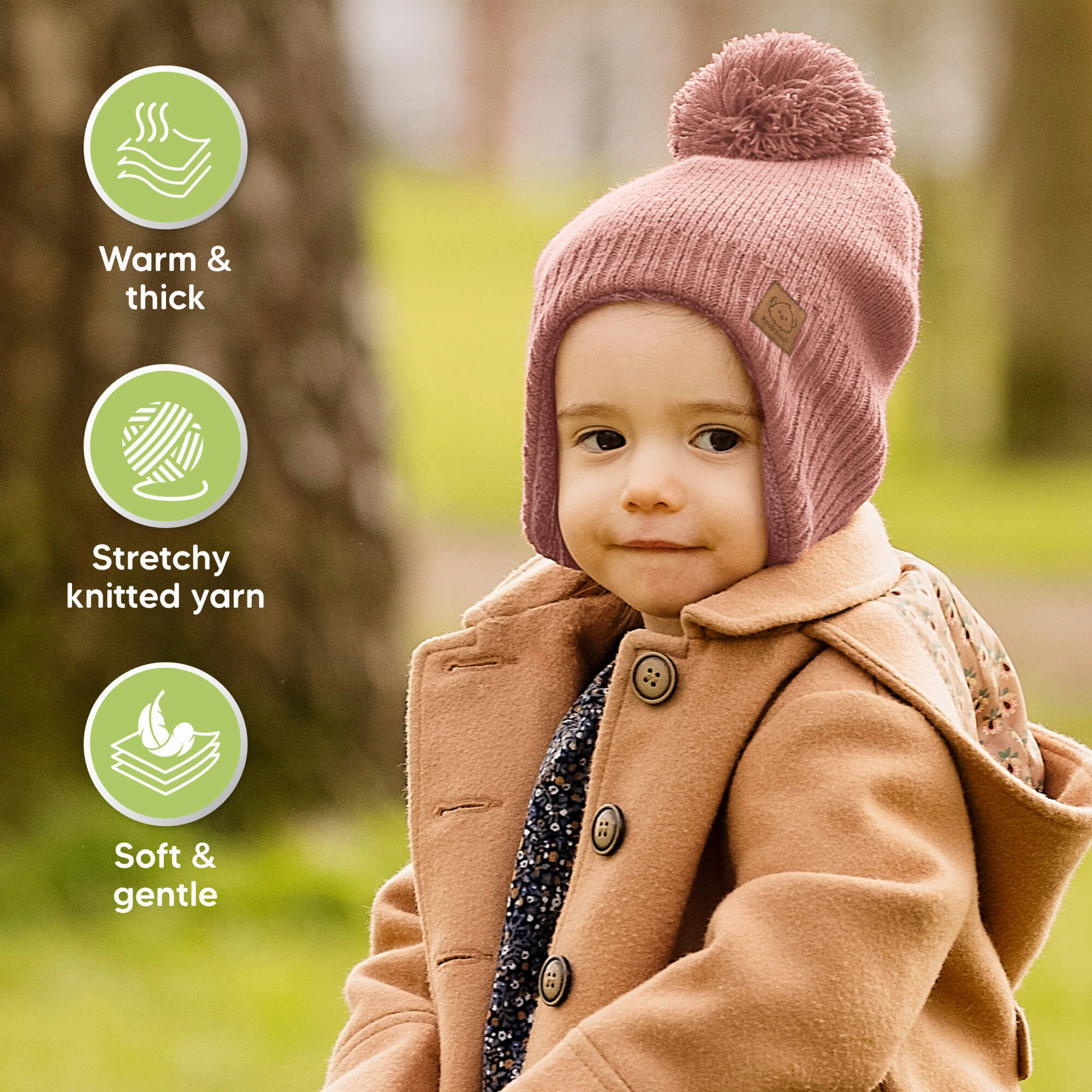 Muff Knitted Beanie (Tea Rose)