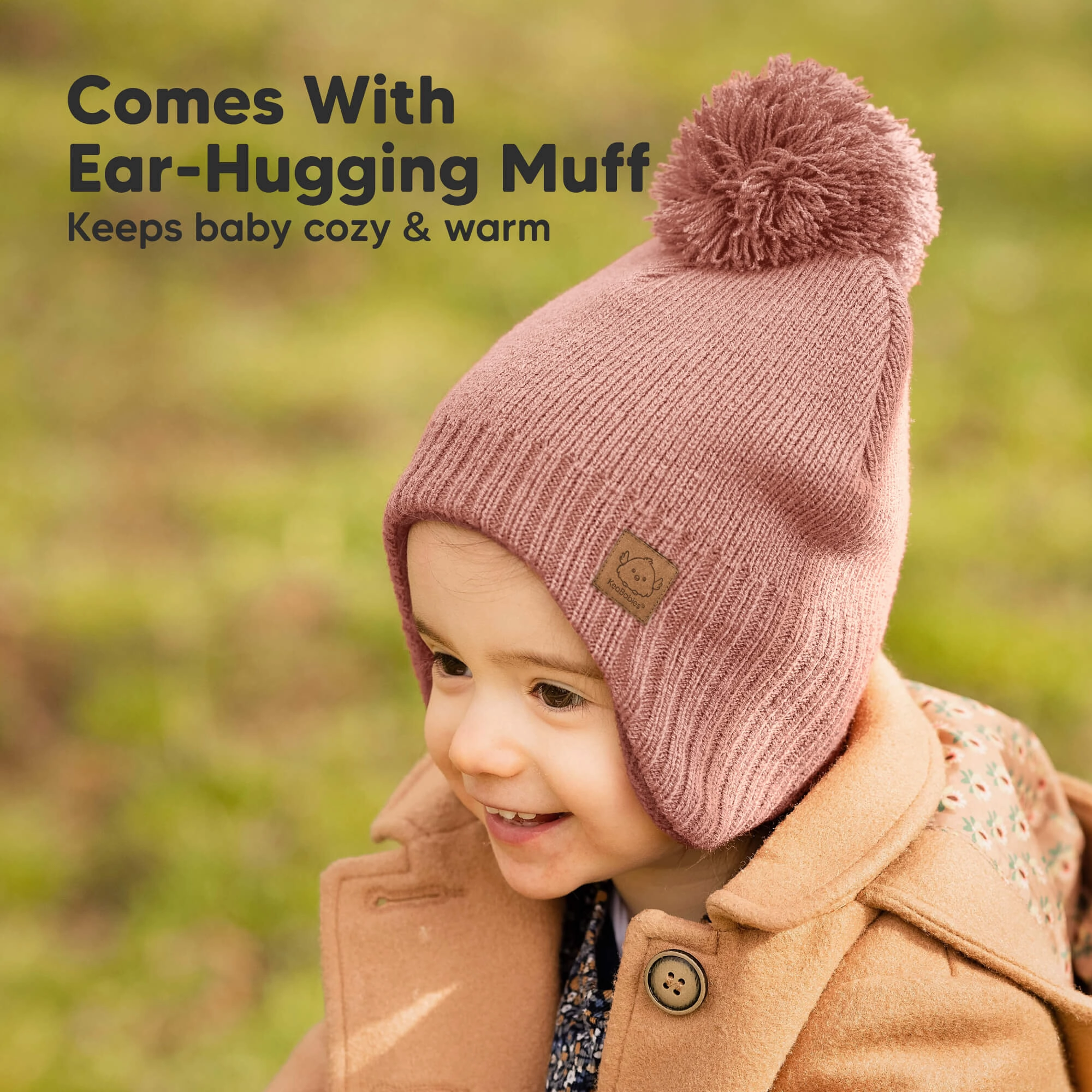 Muff Knitted Beanie (Tea Rose)