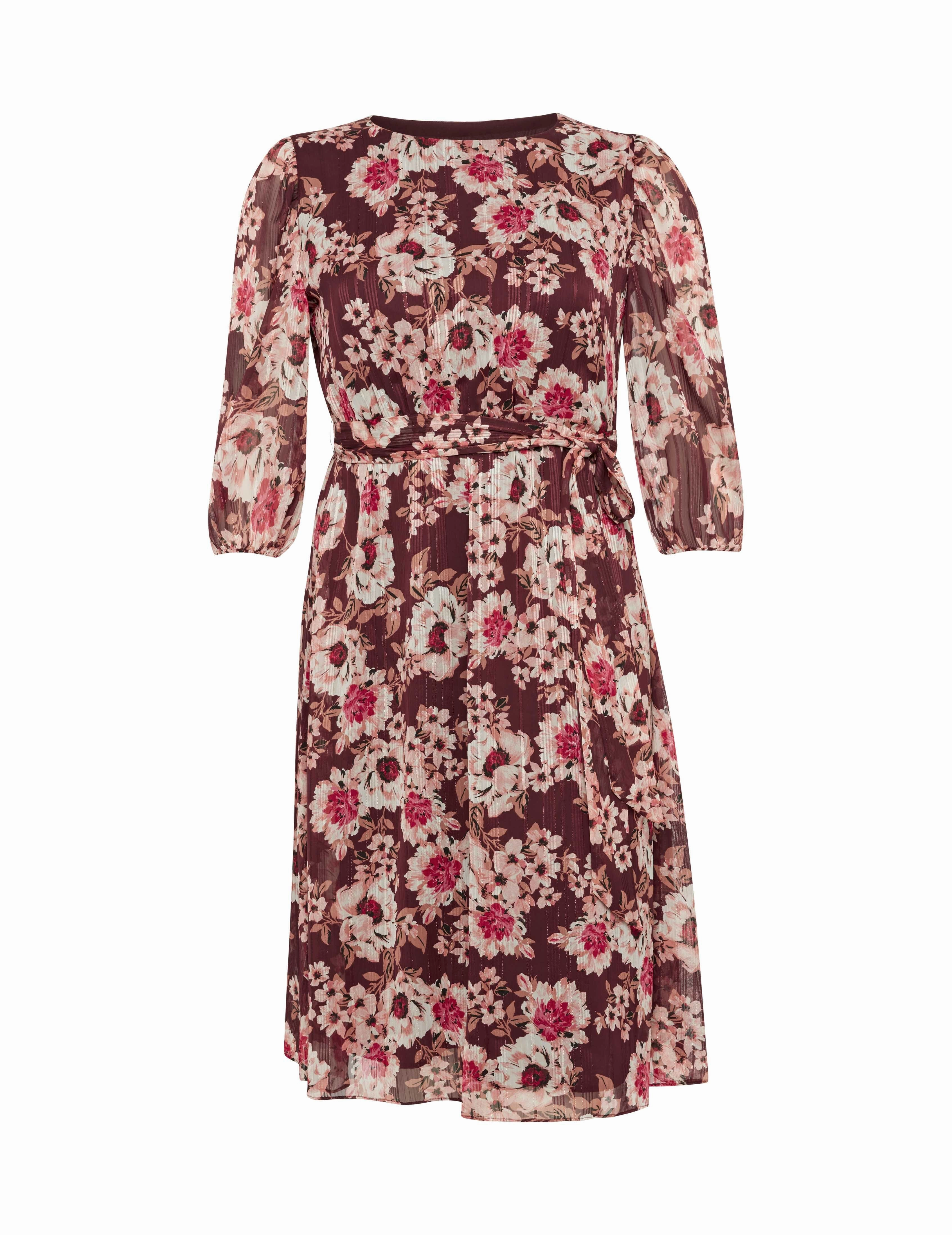 Plus Size Floral Print Elastic Waist Dress- Sale