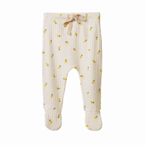 Pointelle Footed Rompers - Lemon Print