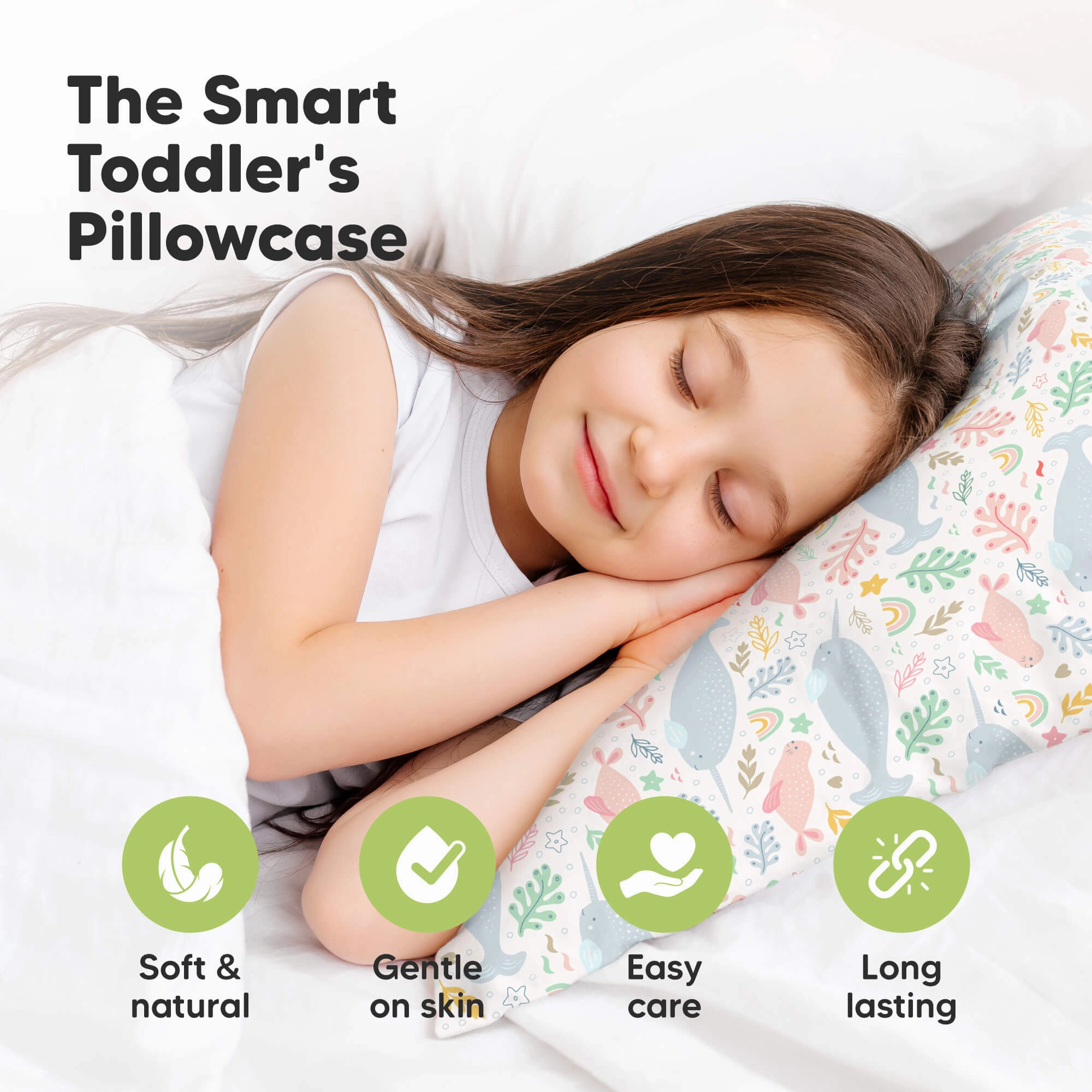 Printed Toddler Pillowcase 13X18" (Narwhal)