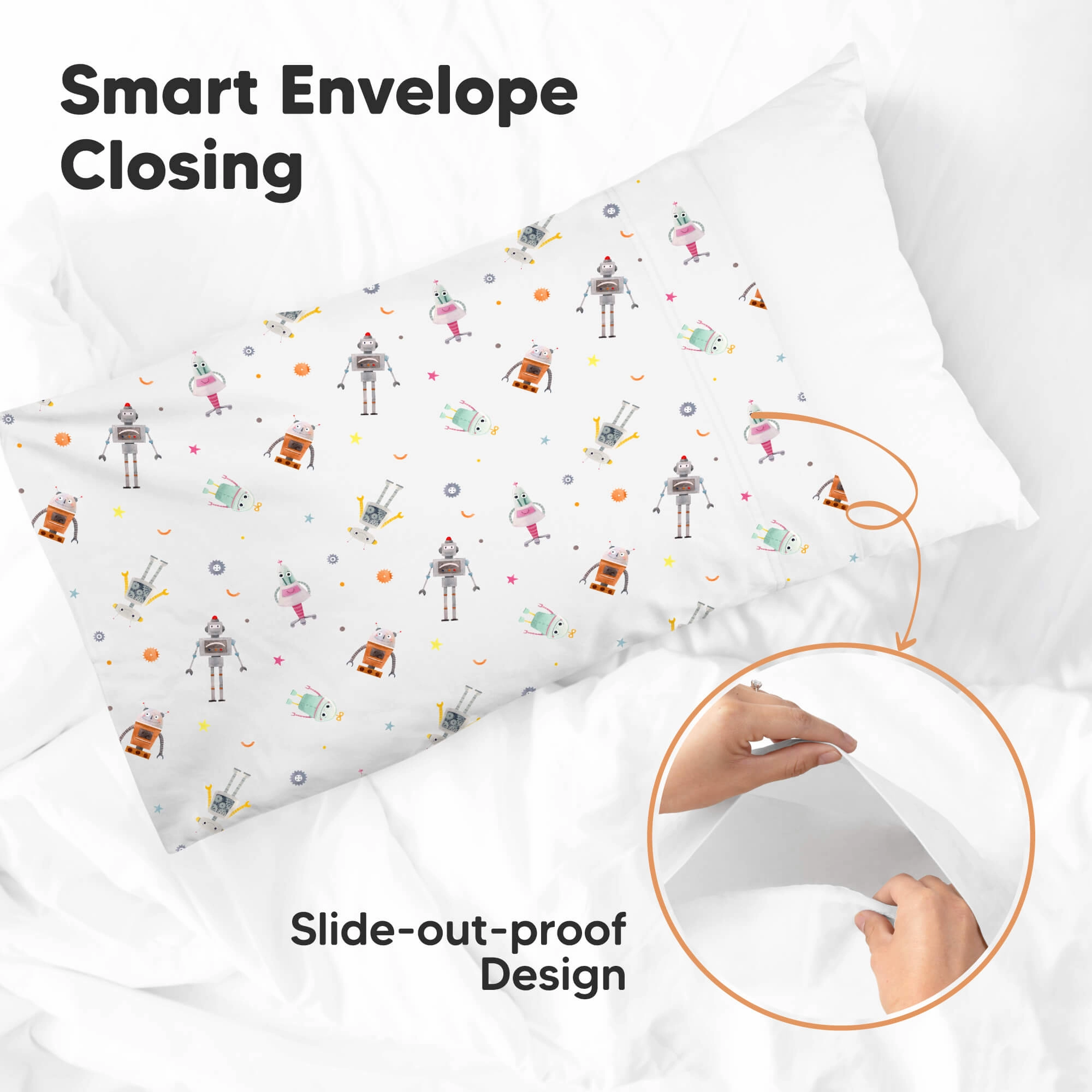 Printed Toddler Pillowcase 13X18" (Robo Pals)
