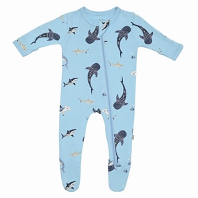 Printed Zippered Footie - Stream Shark