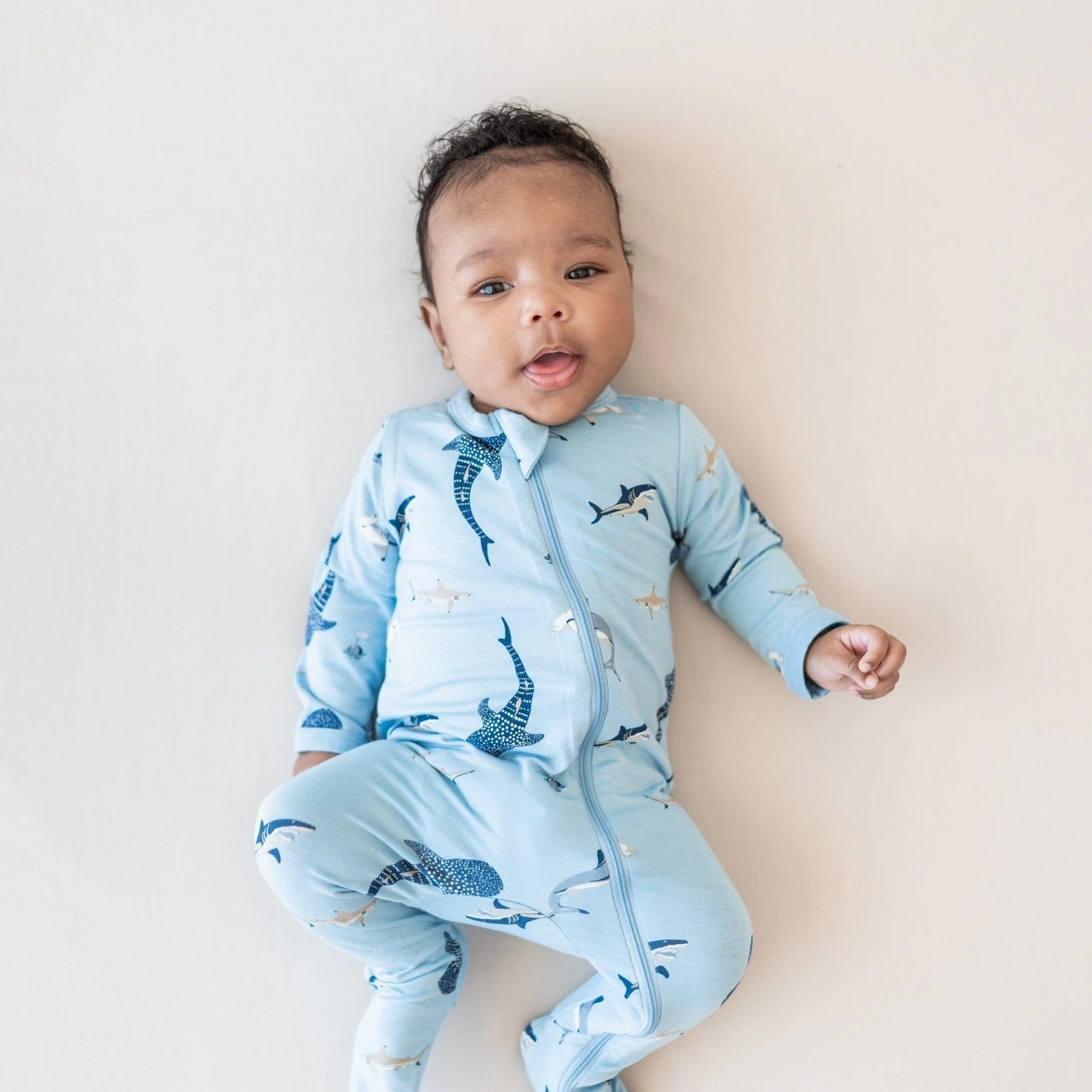 Printed Zippered Footie - Stream Shark