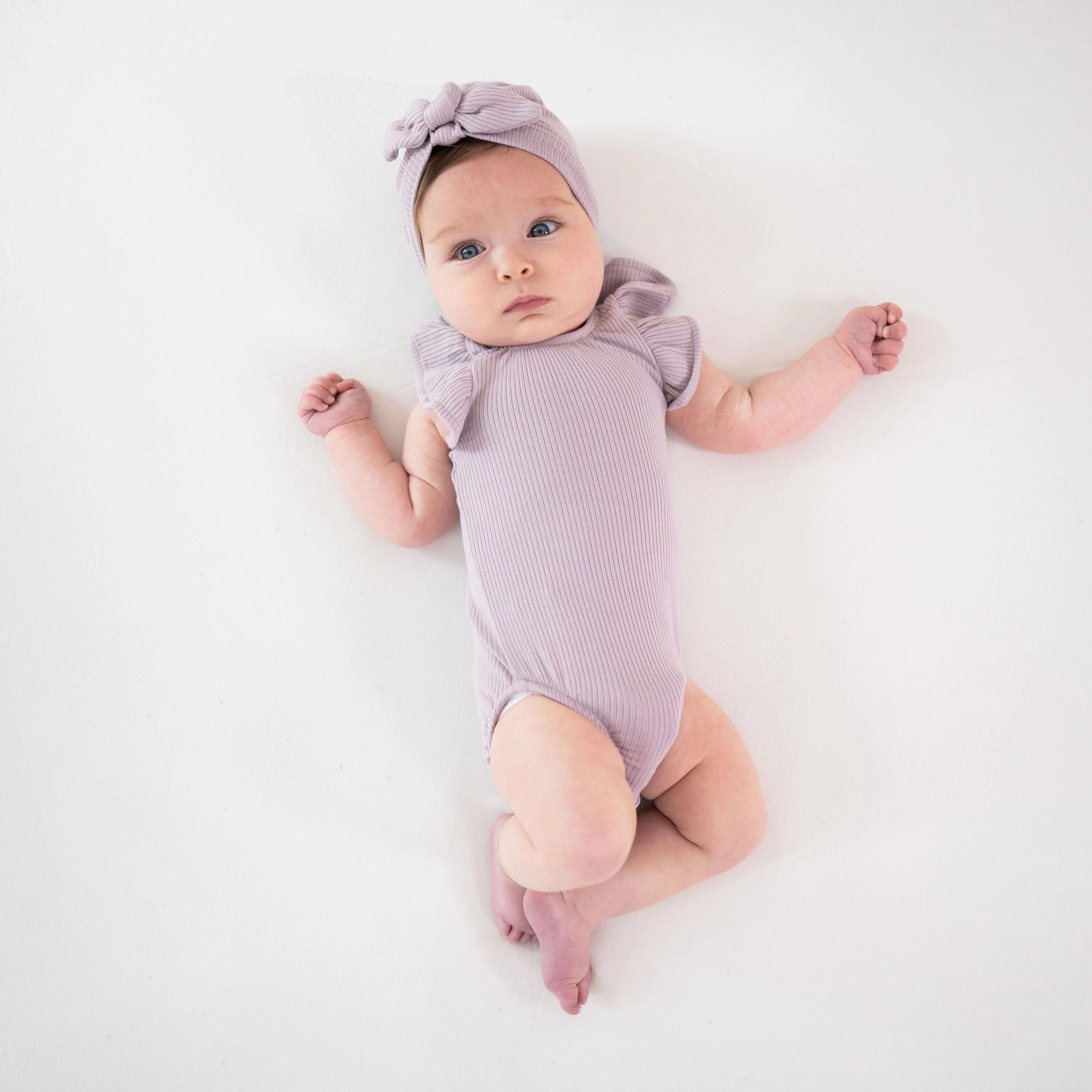 Ribbed Sleeveless Ruffle Leotard - Wisteria