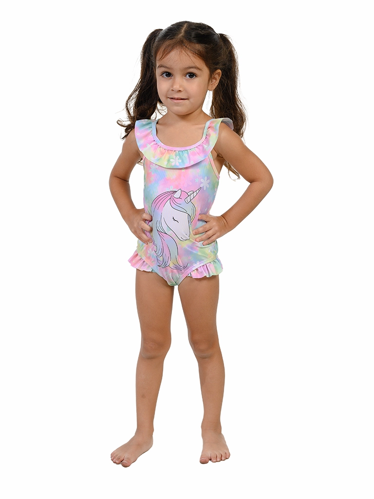 Ruffled little girl's swimsuit