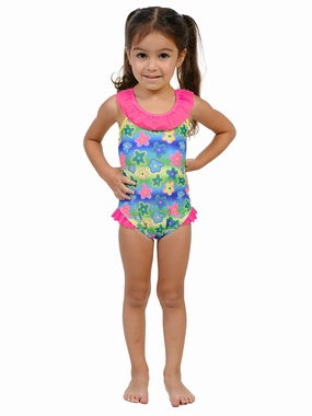 Ruffled little girl's swimsuit