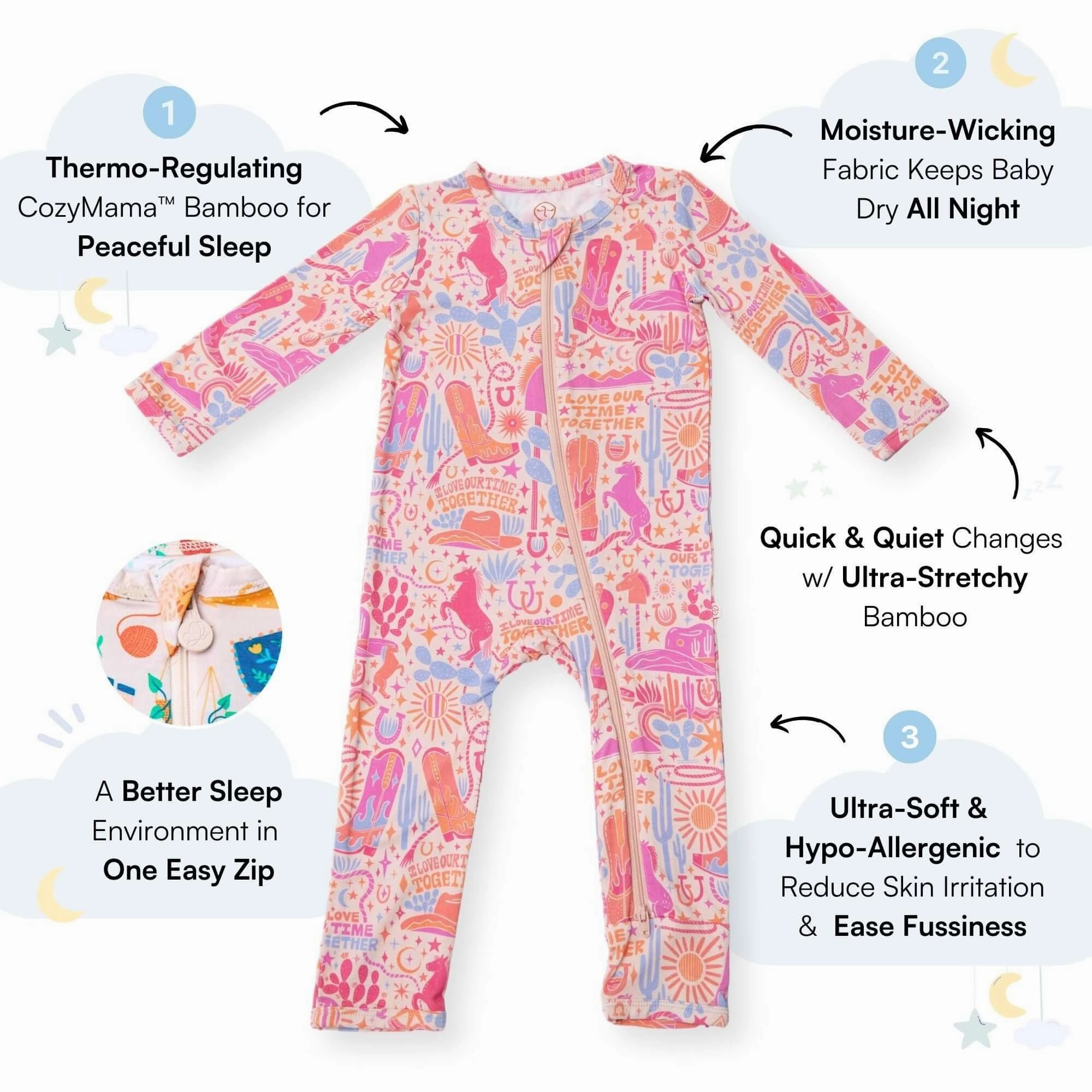Saddle Up | Bamboo Footless Onesie Romper | "I Love Our Time Together"