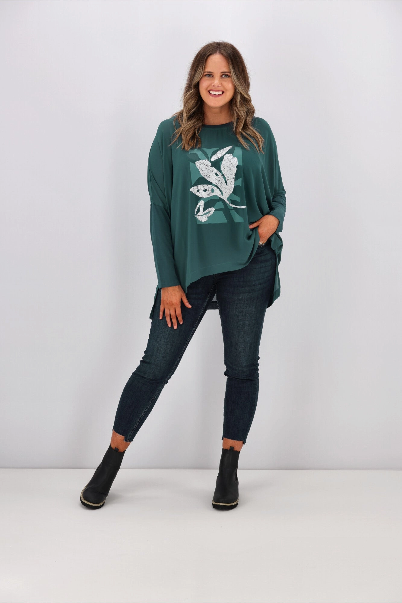 Shine On Label Kateri Foil Print Top Teal
