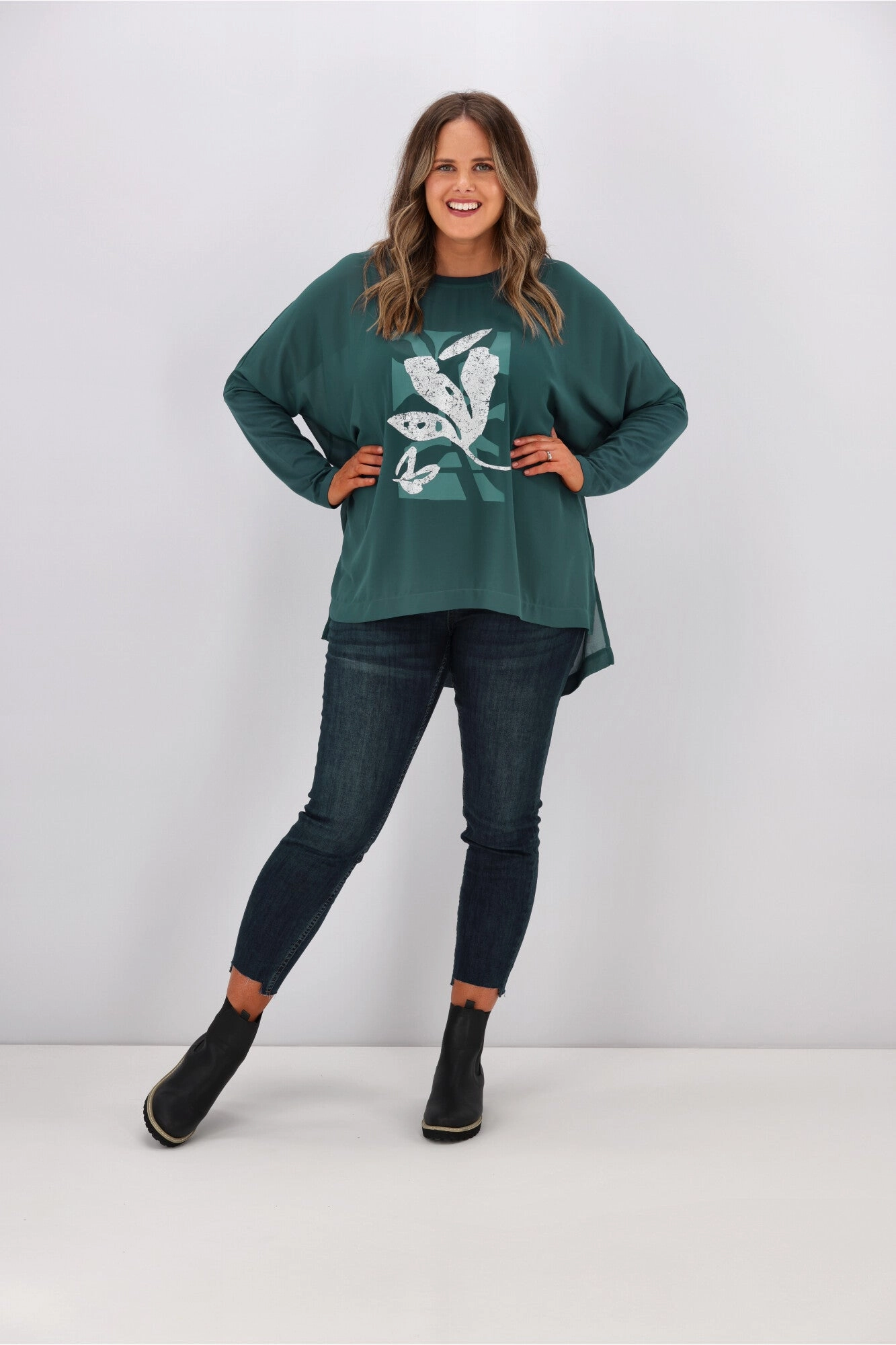 Shine On Label Kateri Foil Print Top Teal
