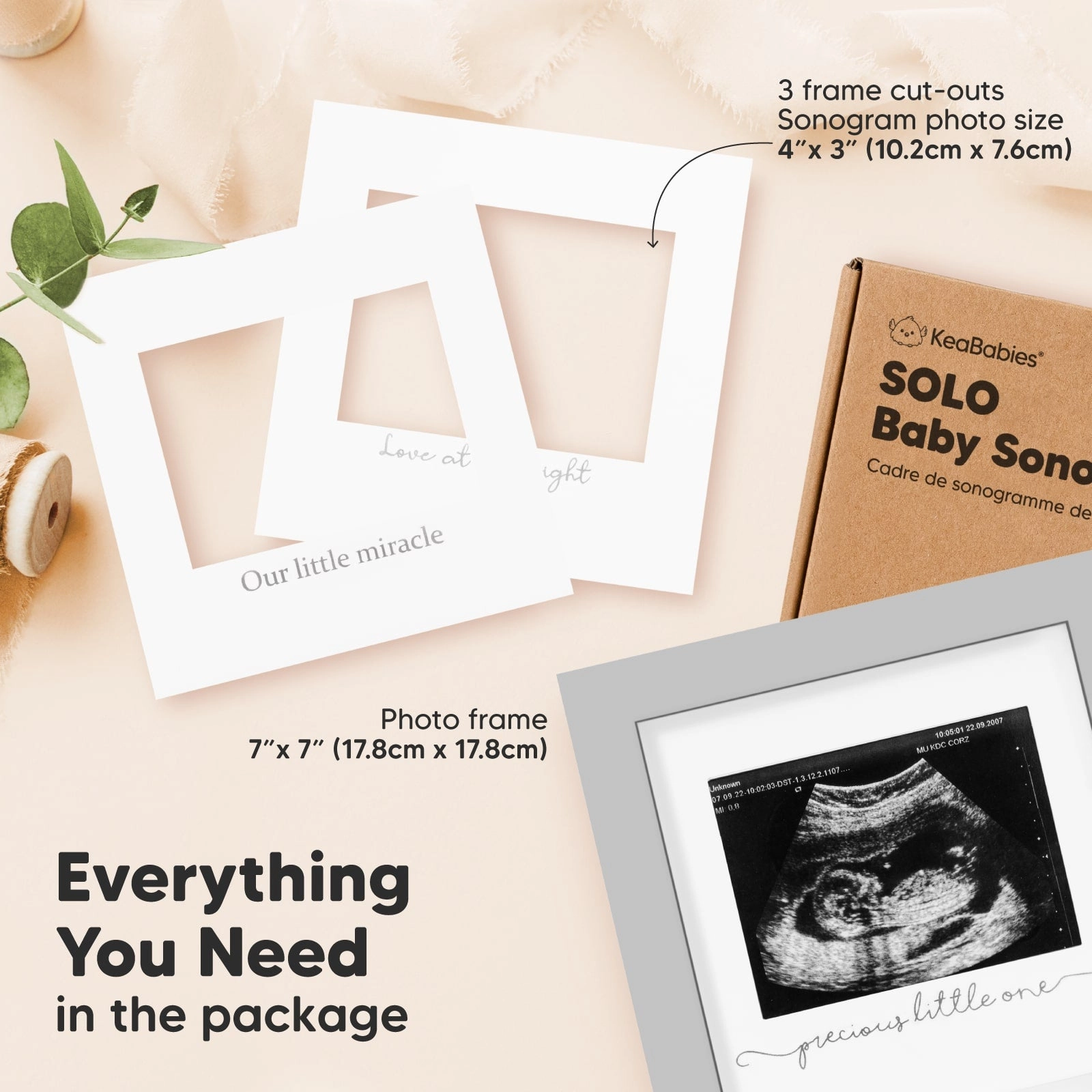Solo Baby Sonogram Frame (Cloud Gray)