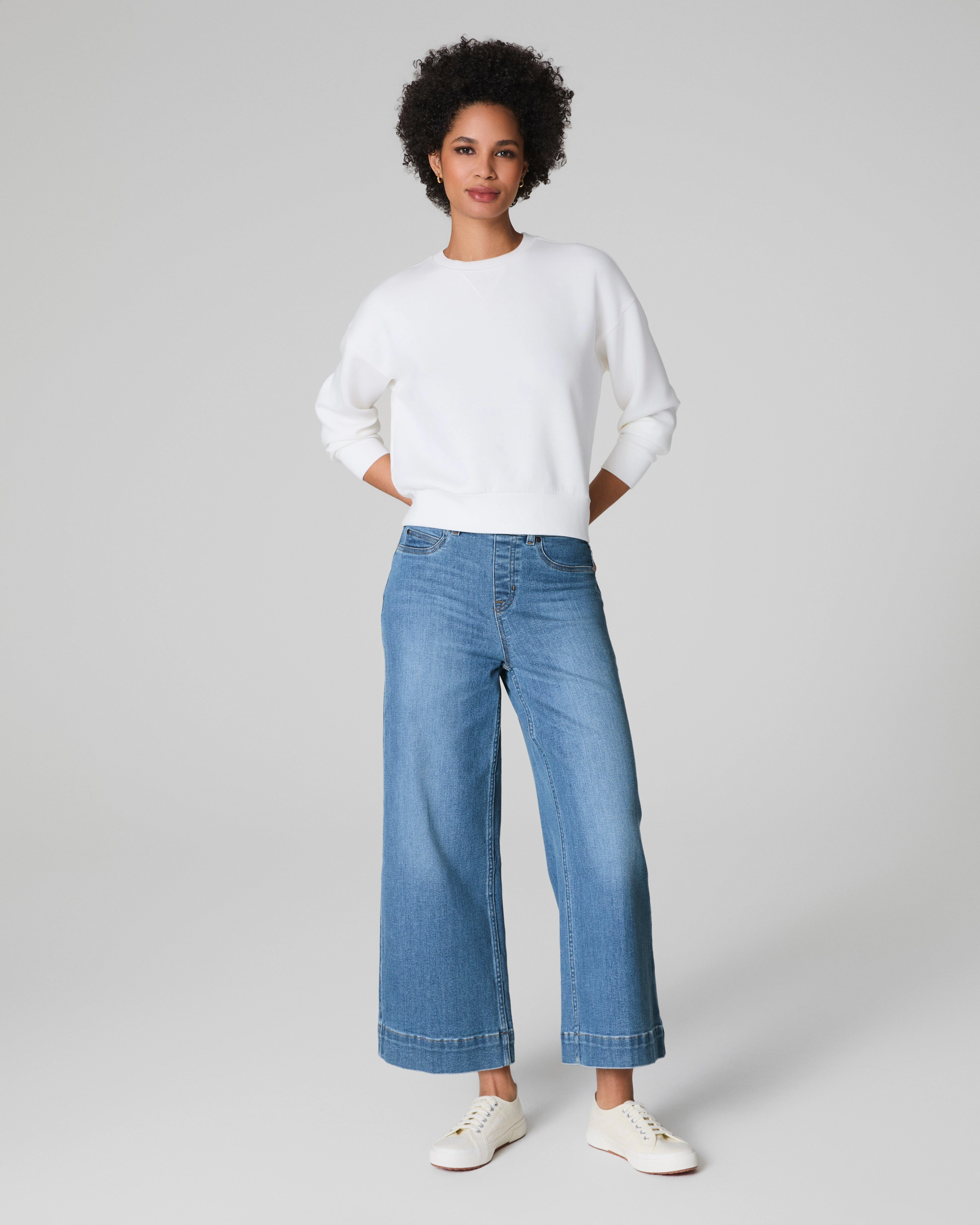 SPANXshape™ EveryWear Cropped Wide Leg Jeans, Stonewashed Blue