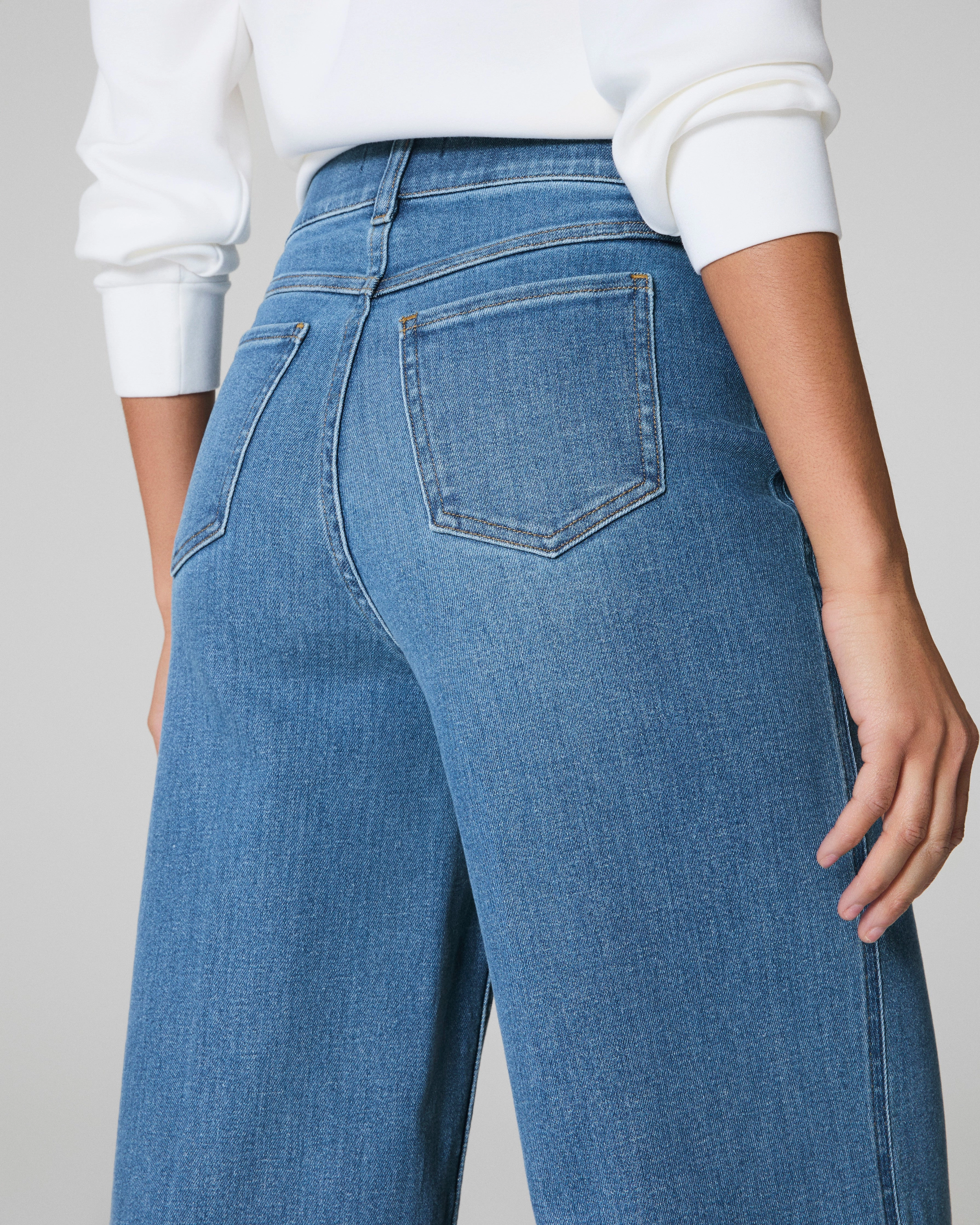 SPANXshape™ EveryWear Cropped Wide Leg Jeans, Stonewashed Blue