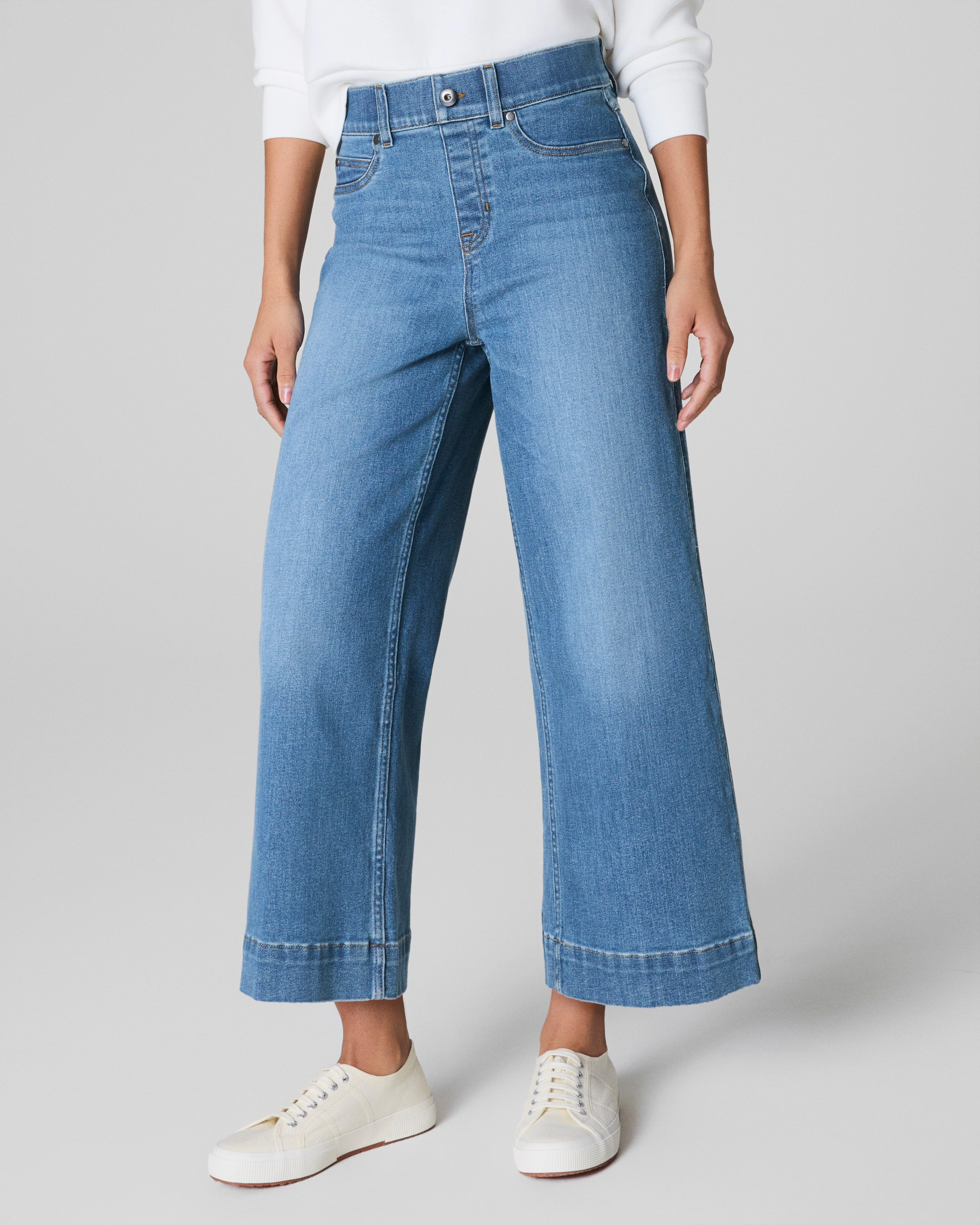 SPANXshape™ EveryWear Cropped Wide Leg Jeans, Stonewashed Blue