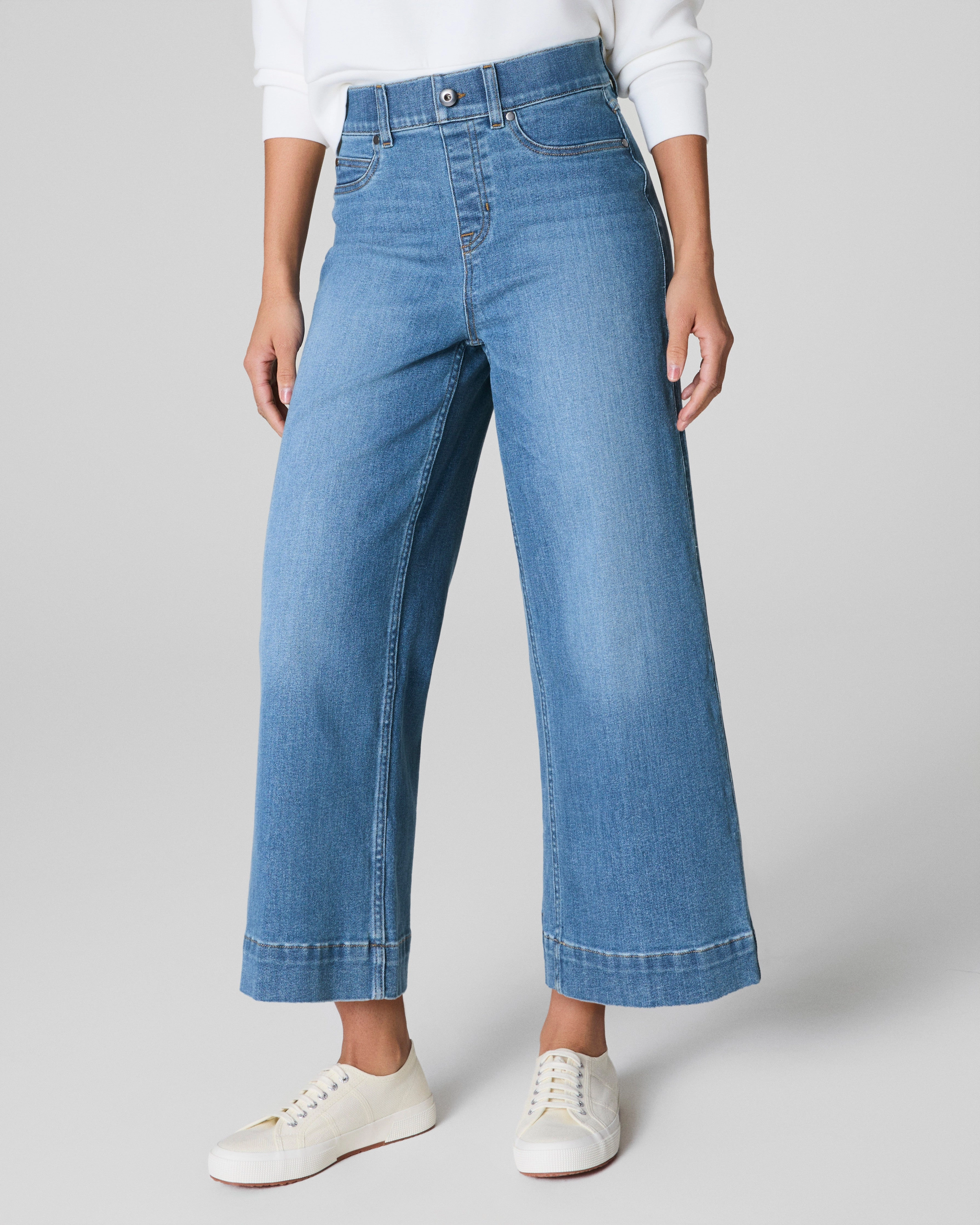 SPANXshape™ EveryWear Cropped Wide Leg Jeans, Stonewashed Blue