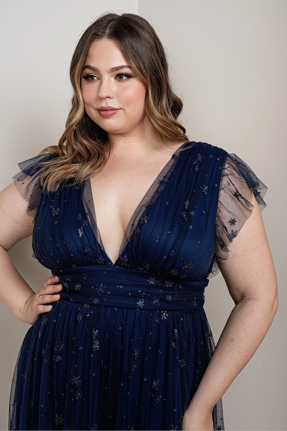 Stella Midi Dress in Sapphire - Plus