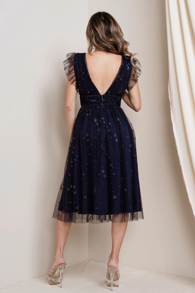Stella Midi Dress in Sapphire - Plus