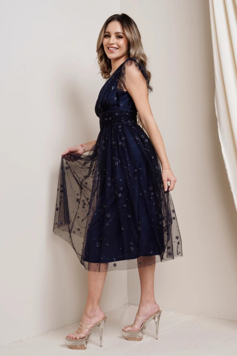 Stella Midi Dress in Sapphire - Plus