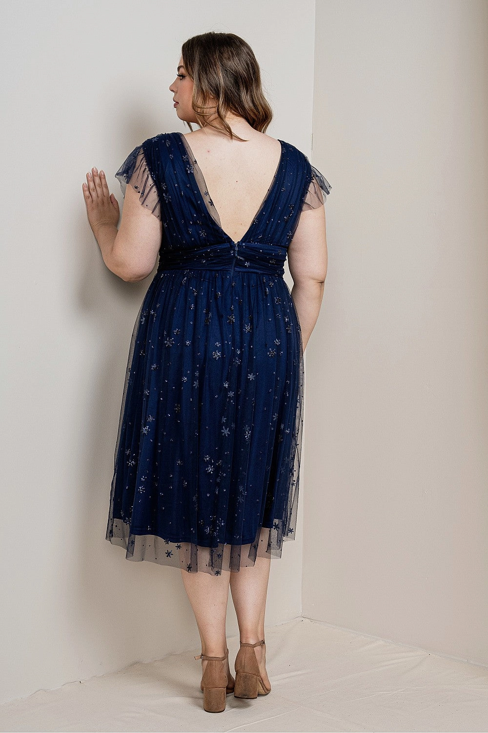 Stella Midi Dress in Sapphire - Plus