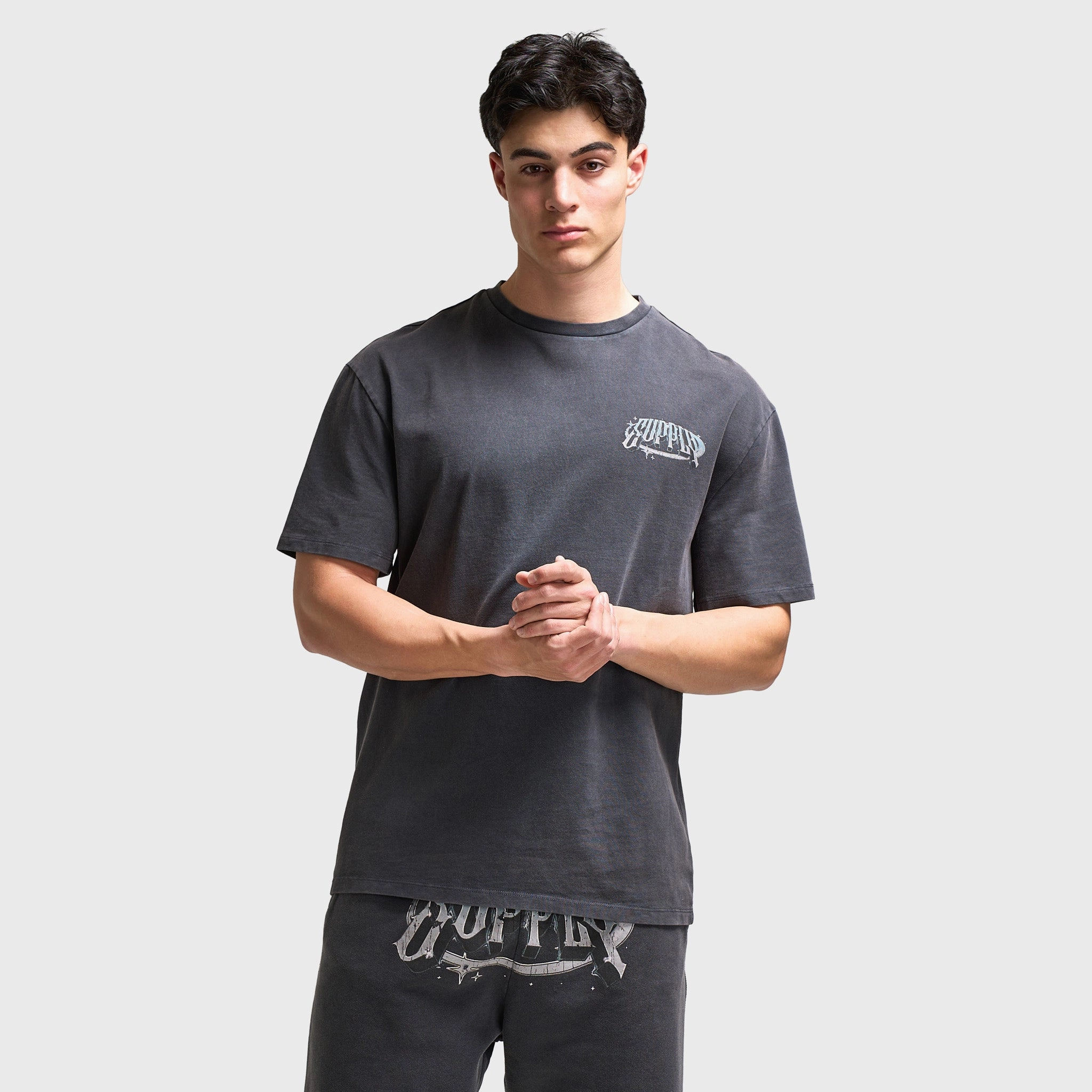 Supply & Demand Chrome Star Graphic T-Shirt / Washed Black