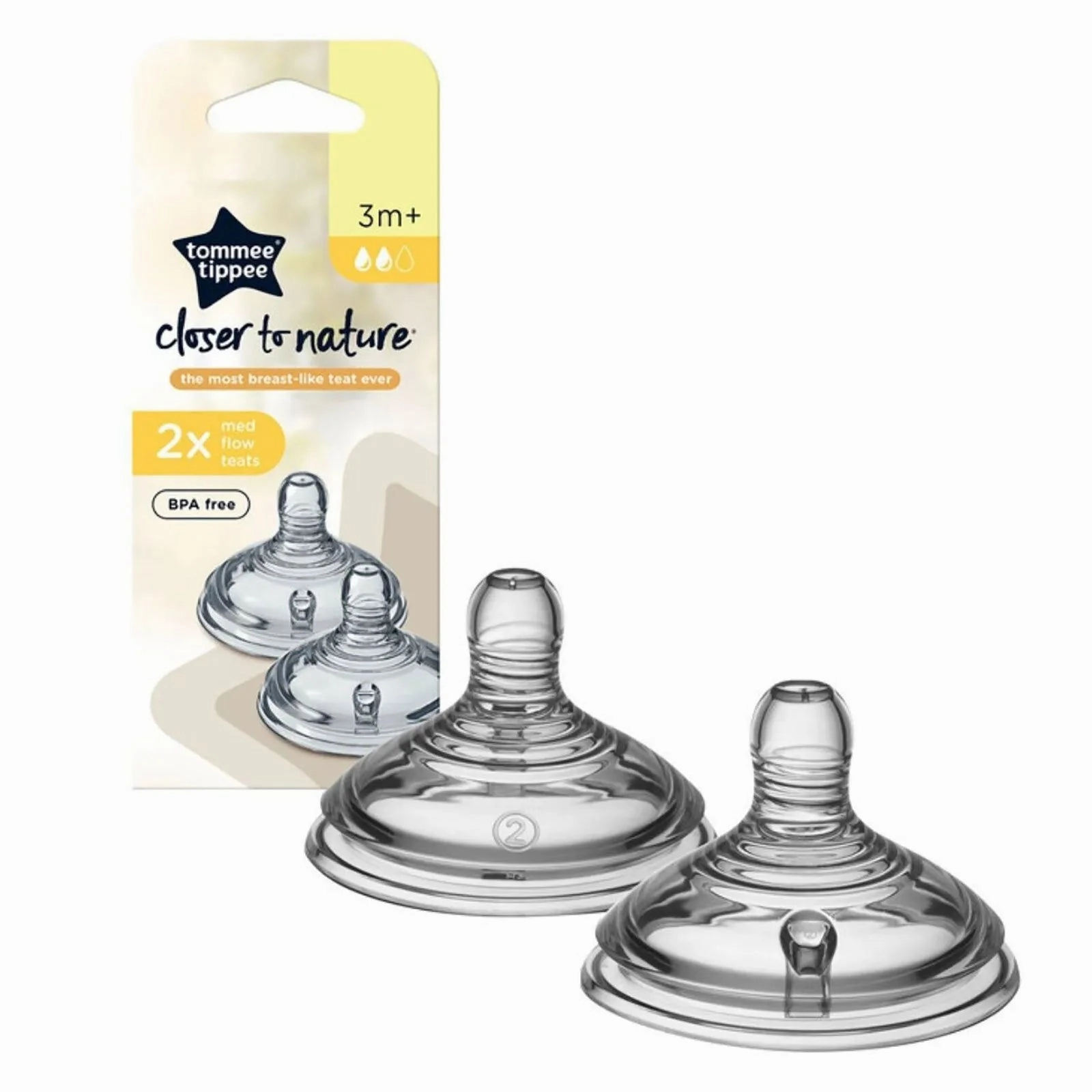 Tommee Tippee Closer to Nature Teat Medium Flow 3  months Pack of 2