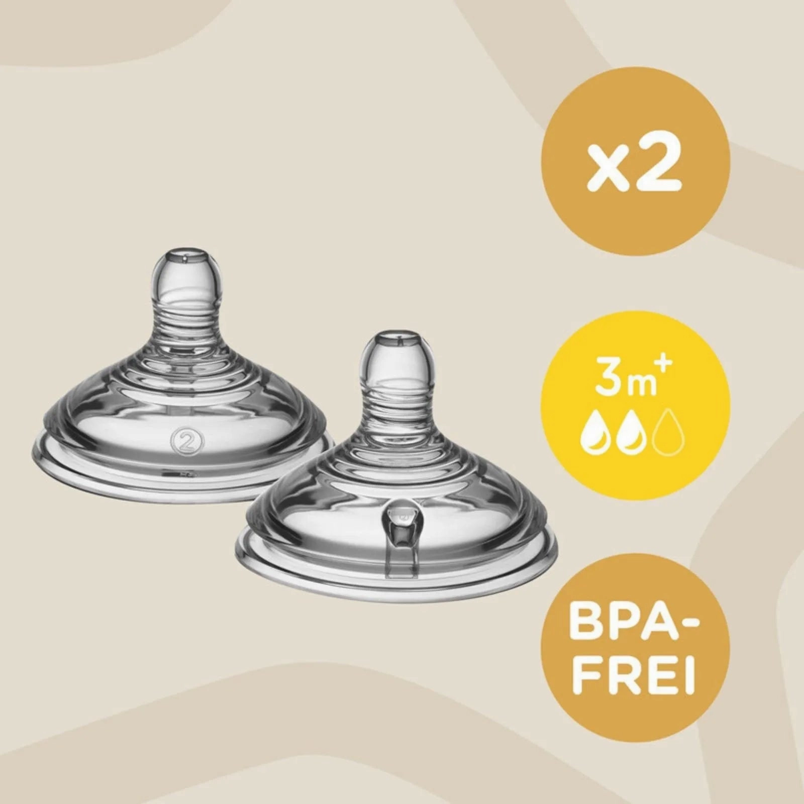 Tommee Tippee Closer to Nature Teat Medium Flow 3  months Pack of 2