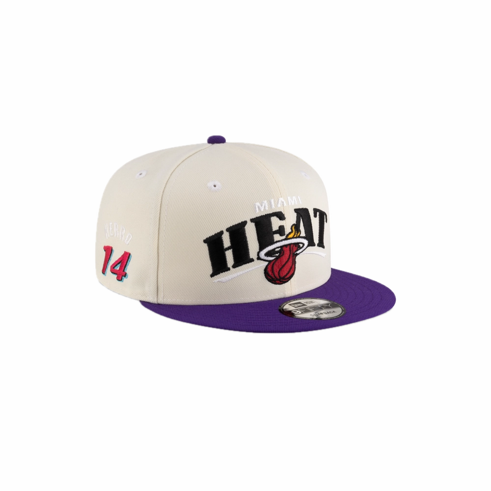 Tyler Herro New Era Cream Purple Snapback
