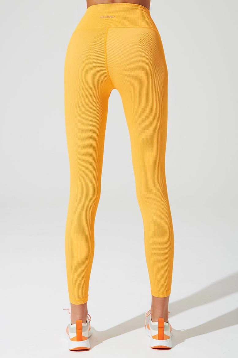 V Waist Ribbed Legging - Vivid Saffron