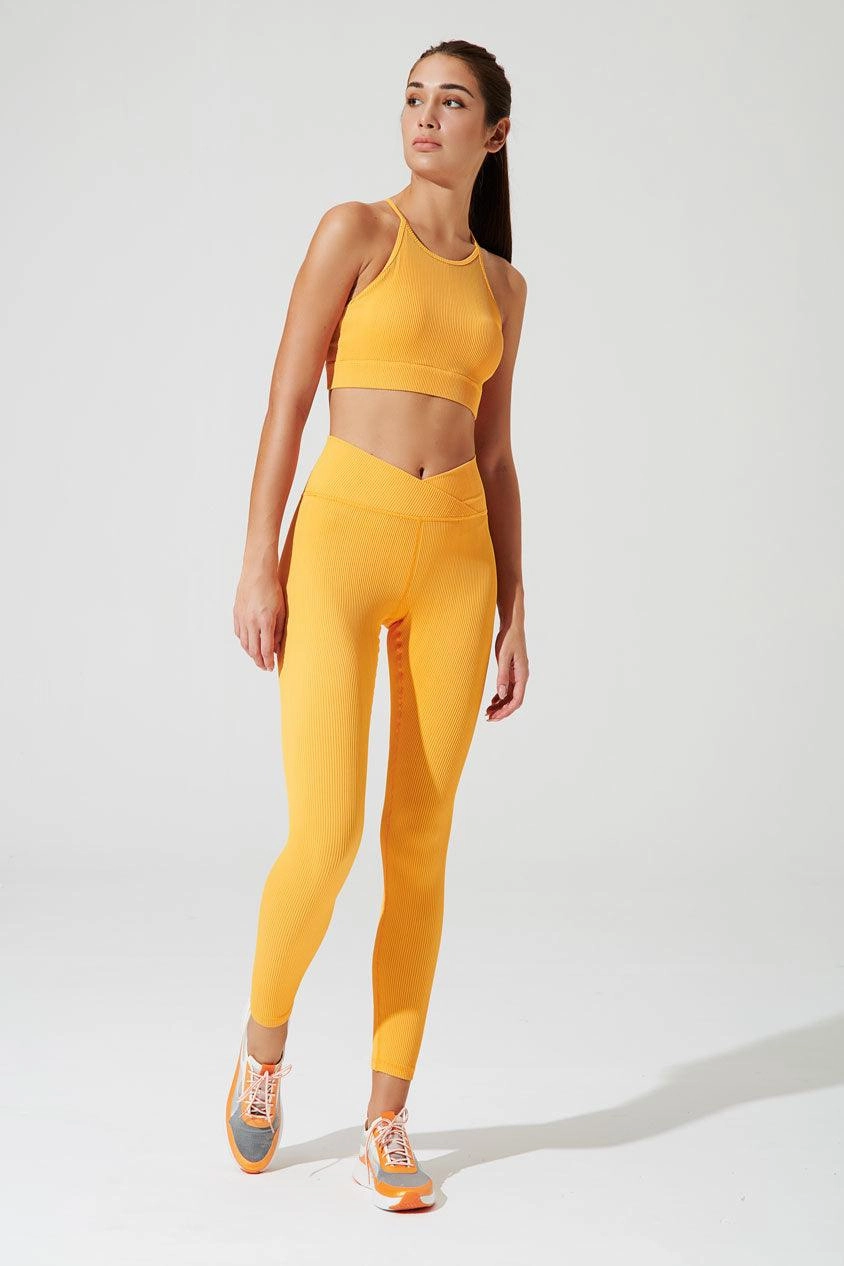 V Waist Ribbed Legging - Vivid Saffron