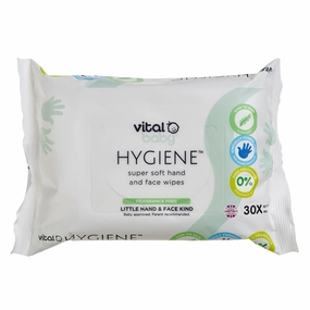 Vital Baby Hygiene Super Soft Hand & Face Wipes Fragrance Free 30 pcs