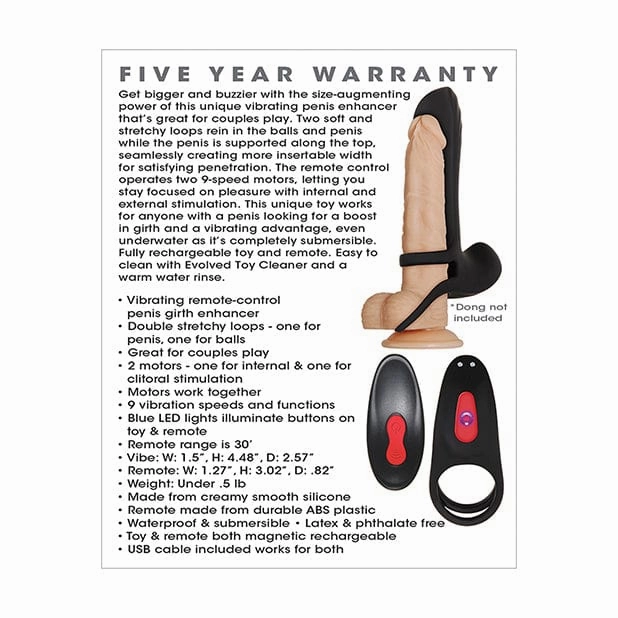 Zero Tolerance - Vibrating Girth Enhancer Silicone Remote Control Penis Extender (Black)